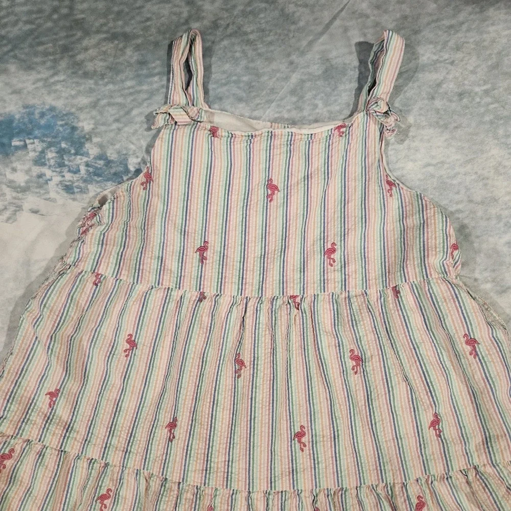 Gymboree Girls Flamingo Stripe Sundress Size 12 Rainbow Summer‎ Dress